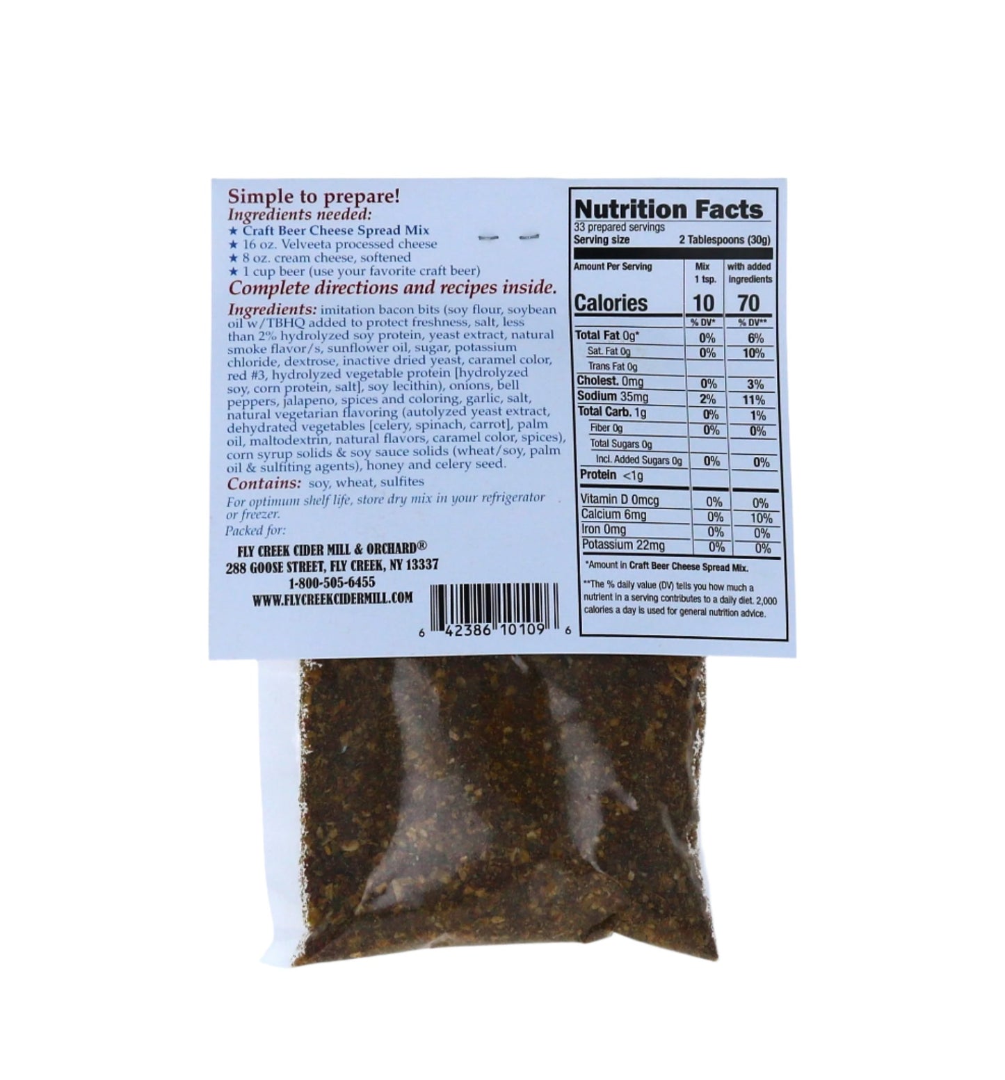 Craft Beer Cheese Spread Mix - 1.5 oz