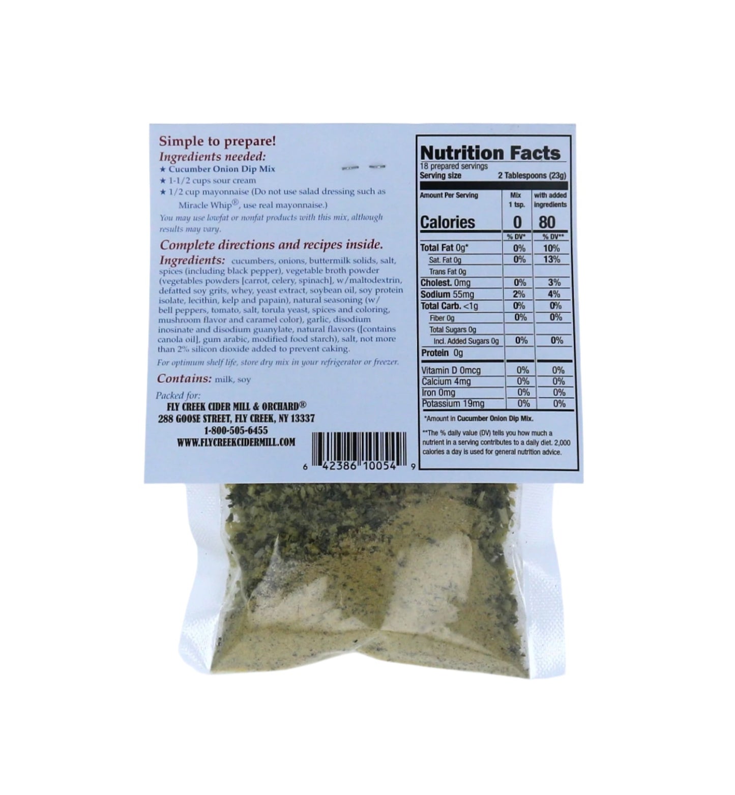Cucumber Onion Dip Mix - .5 oz